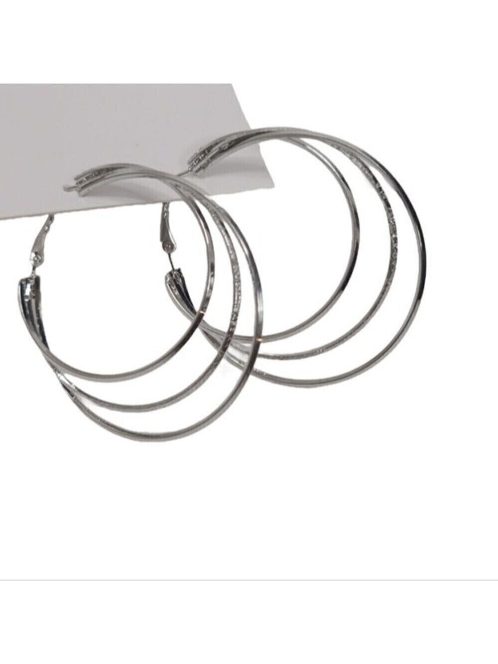 NWT Silver Colored Layered Hoop Earrings